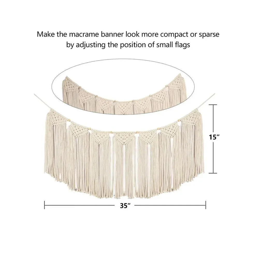 Tan Beige Bohemian Style Macrame Woven Wall Hanging Decor - Picture 3 of 3